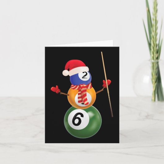 Snowman Billiards Ball in Xmas Socken Lichter Tree Karte (Vorderseite)