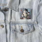 Snowman Bird Winter Snow Songbird Button (Beispiel)