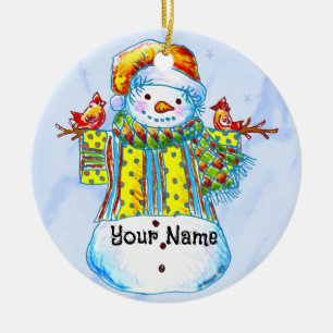 Snowman Birdman Keramik Ornament