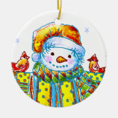 Snowman Birdman Keramikornament (Vorne)