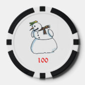 Snowman Black 100 gestreifter Poker Chip (Vorderseite)