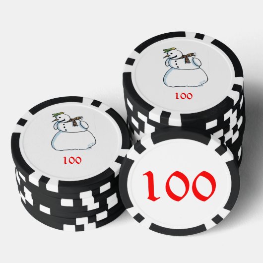 Snowman Black 100 gestreifter Poker Chip (Stapel)