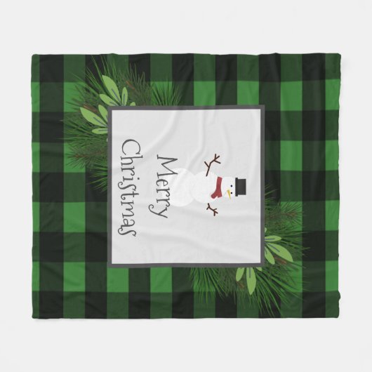 Snowman Black und Green Buffalo Kariert Blanket Fleecedecke (Vorderseite (Horizontal))