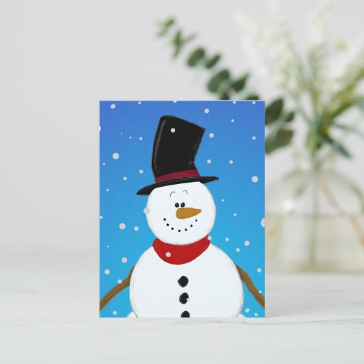 Snowman - Blau Postkarte (Stehend Vorderseite)