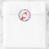 Snowman blau und rot Klassischer Rundsticker Runder Aufkleber (Tasche)