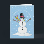 Snowman (blauer Hintergrund) Postage Feiertagskarte<br><div class="desc">Reproduktion der Originalwerke durch Mabolen (farbiger Bleistift)</div>