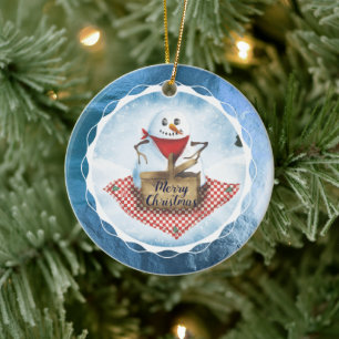 Snowman blizzard Picknick personalisiert Weihnacht Keramik Ornament