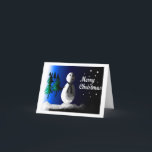 Snowman Blue Christmas Cards Feiertagskarte<br><div class="desc">Der Weihnachtstag kommt bald. An diesem besonderen Tag erzähle allen Geliebten,  dass du sie an diesem besonderen Tag erinnerst und ihnen wünsche. Sie können das Design ändern,  wenn Sie gewollt haben.</div>