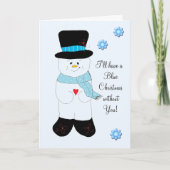 Snowman Blue Christmas Feiertagskarte (Vorderseite)