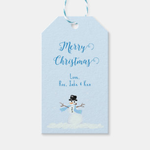 Snowman Blue Frohe Weihnachts-Krawatte auf Geschen Geschenkanhänger