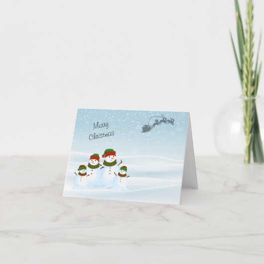 Snowman Blue Holiday Card Feiertagskarte (Vorderseite)