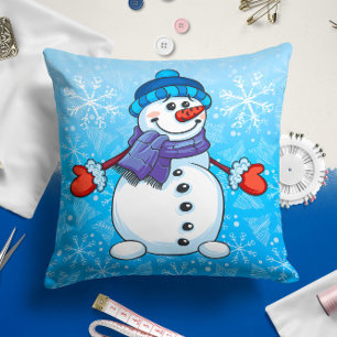 Snowman Blue Holiday   Weihnachtsbaum Kissen