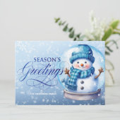 Snowman Blue Season's Grüße Weihnachten (Stehend Vorderseite)