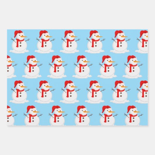 Snowman Blue Sky Wonderland Geschenkpapier Set (Vorderseite)