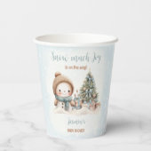 Snowman Blue Winter Christmas Boy Baby Dusche Pappbecher (Rückseite)