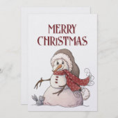 Snowman Bluebird Winter Christmas Feiertagskarte (Vorne/Hinten)