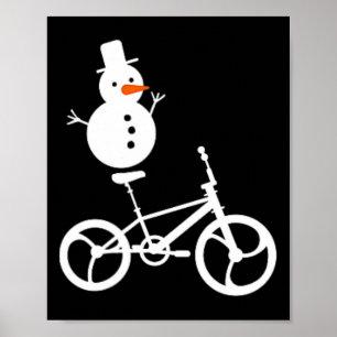 Snowman Bmx Bike Weihnachten Winter Funny Cycling Poster