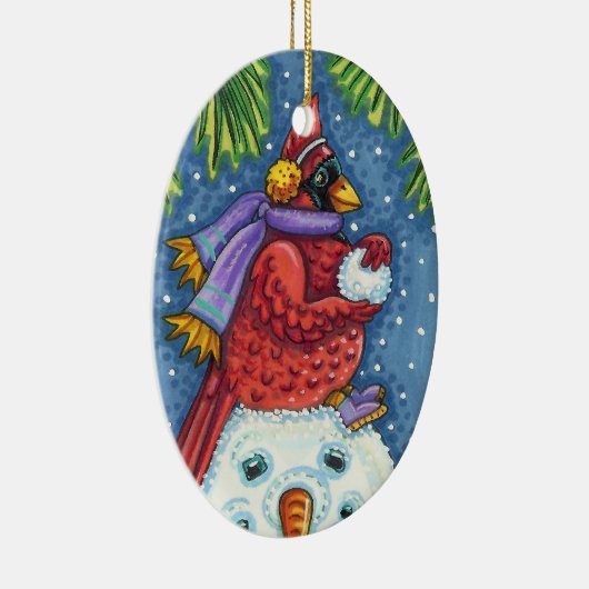 SNOWMAN BODYGUARD, CHRISTMAS KARDINAL REDBIRD KERAMIK ORNAMENT (Rechts)