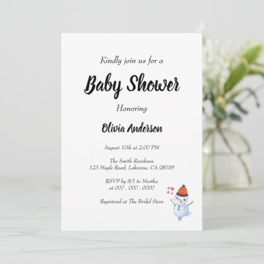 Snowman Boho Baby Shower Einladung (Stehend Vorderseite)