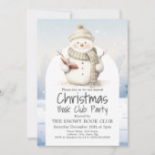 Snowman Book Club Weihnachts-Party Einladung (Vorderseite)