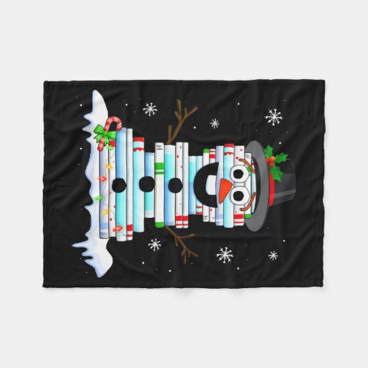 Snowman Book Stack Librarian Book Lover Christmas Fleecedecke (Vorderseite (Horizontal))