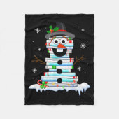 Snowman Book Stack Librarian Book Lover Christmas Fleecedecke (Vorderseite)
