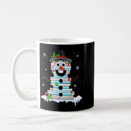 Snowman Book Stack Librarian Book Lover Christmas  Kaffeetasse (Links)