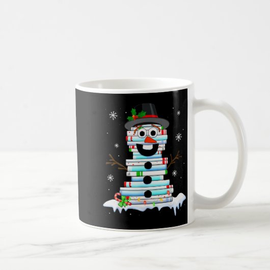 Snowman Book Stack Librarian Book Lover Christmas  Kaffeetasse (Rechts)