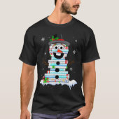 Snowman Book Stack Librarian Book Lover Christmas T-Shirt (Vorderseite)
