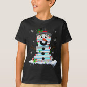Snowman Book Stack Librarian Book Lover Christmas  T-Shirt (Vorderseite)