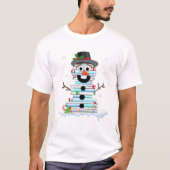 Snowman Book Stack Librarian Book Lover Weihnachte T-Shirt (Vorderseite)