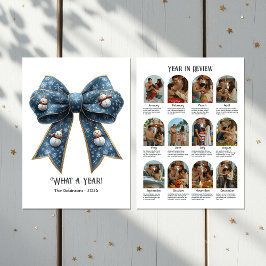 Snowman Bow Year in Review Flat Holiday Foto Feiertagskarte