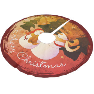 Snowman Brushed Polyester Tree Skirt Weihnachtsbaumdecke
