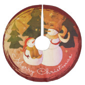 Snowman Brushed Polyester Tree Skirt Weihnachtsbaumdecke (Vorderseite)