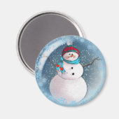 SNOWMAN BUBBLE 3 SNOWFLAKEN VON SHARON SHARPE MAGNET (Vorderseite/Rückseite)