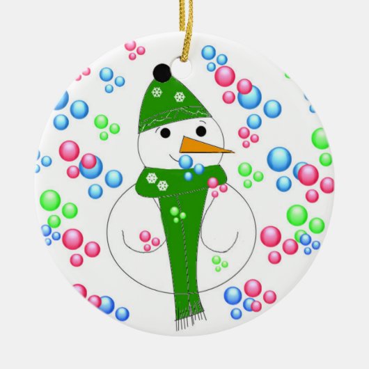 Snowman Bubble Mania Keramikornament (Vorne)