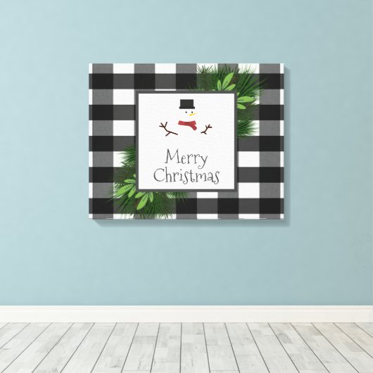 Snowman Buffalo Kariert Canvas Print Leinwanddruck (Insitu (Holzboden))