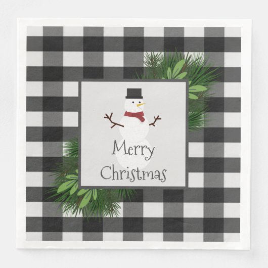 Snowman Buffalo Kariert Paper Napkin Serviette (Vorderseite)