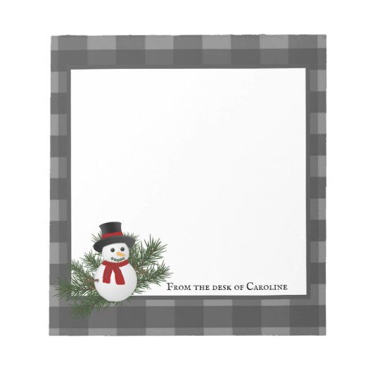Snowman Buffalo Kariert Personalisierte Notepad Notizblock (Vorderseite)
