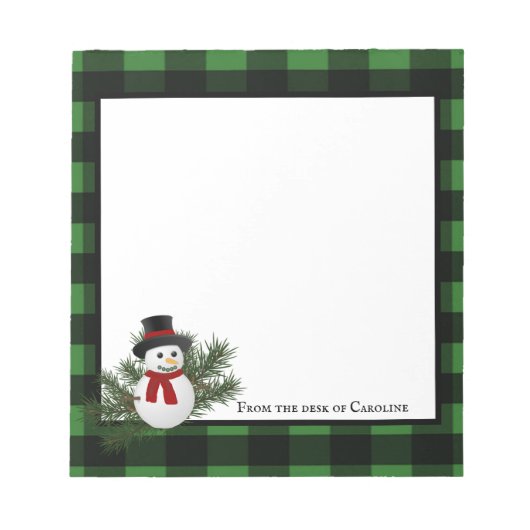 Snowman Buffalo Kariert Personalisierte Notepad Notizblock (Vorderseite)