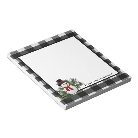 Snowman Buffalo Kariert Personalisierte Notepad Notizblock (angewinkelt)