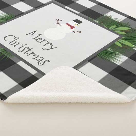 Snowman Buffalo Kariert Sherpa Blanket | Schwarz Sherpadecke (3/4)