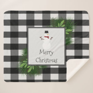 Snowman Buffalo Kariert Sherpa Blanket Sherpadecke