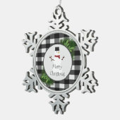 Snowman Buffalo Kariert Snowflake Ornament (Rechts)
