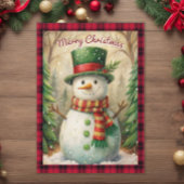 Snowman Buffalo Kariert Vintag frohe Weihnachten