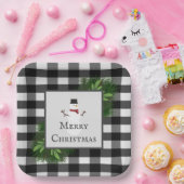 Snowman Buffalo Karierte Papierplatte Pappteller (Party)