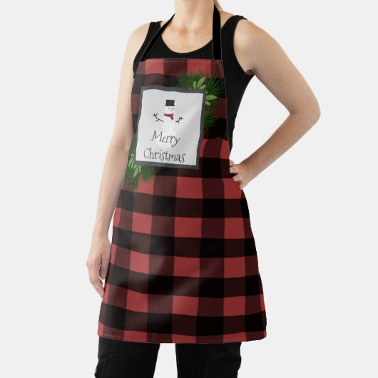 Snowman Buffalo Karierte Weihnachten | Schwarz-Rot Schürze (InSitu)