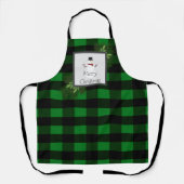 Snowman Buffalo Karierte Weihnachtsgrün Schürze (Vorderseite)