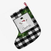 Snowman Buffalo Karierter Strumpf Großer Weihnachtsstrumpf (Rückseite (Hängend))