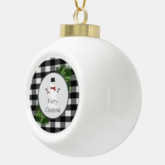 Snowman Buffalo Kariertes Gerahmtes Ornament (Rechts)